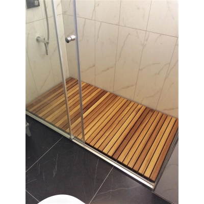 Banyo Duş Katlanır İroko Ahşap Duş Izgarası